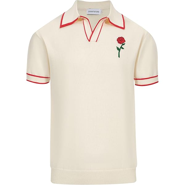 OXKnitstore OXKNIT Men's Casual 1960s Mod Style Knit Retro Polo